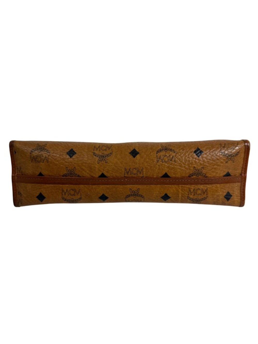 Vintage MCM Monogrammed Cognac Brown Coated Canvas Leather Trim Clutch Pouch - Picture 4 of 12